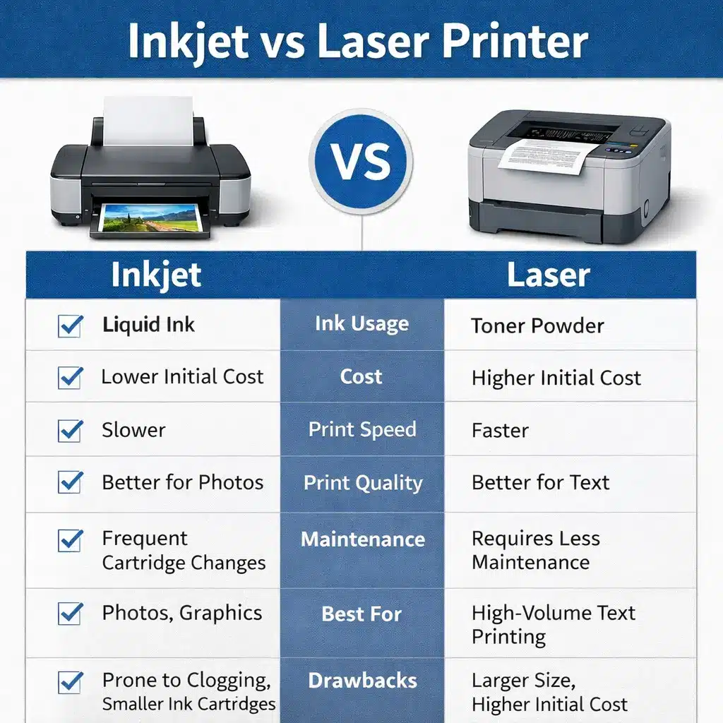 Types of Printers: Complete Guide 2026 3 Types of Printers