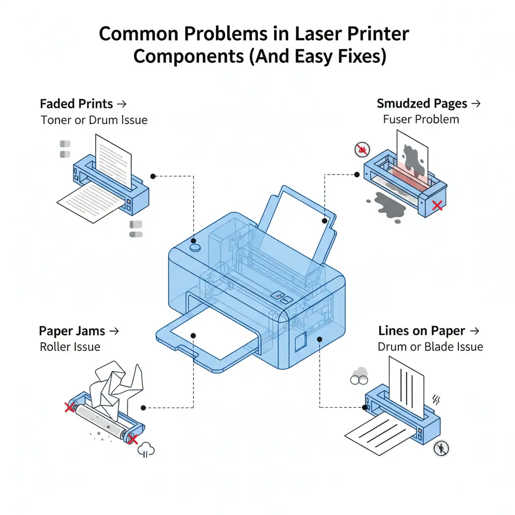 Laser Printer Components and How They Work 3 Common Problems in Laser Printer Components (And Easy Fixes)