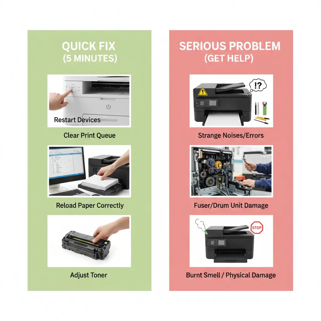 Troubleshoot Laser Printer: Easy Fix Guide 7 Quick Fix vs Serious Problem (Know When to Fix or Get Help)