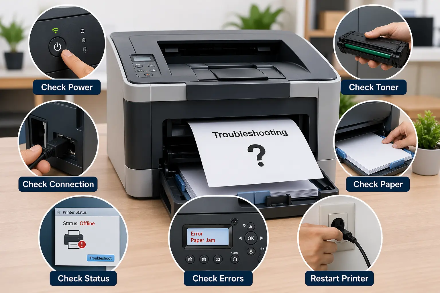 troubleshoot laser printer