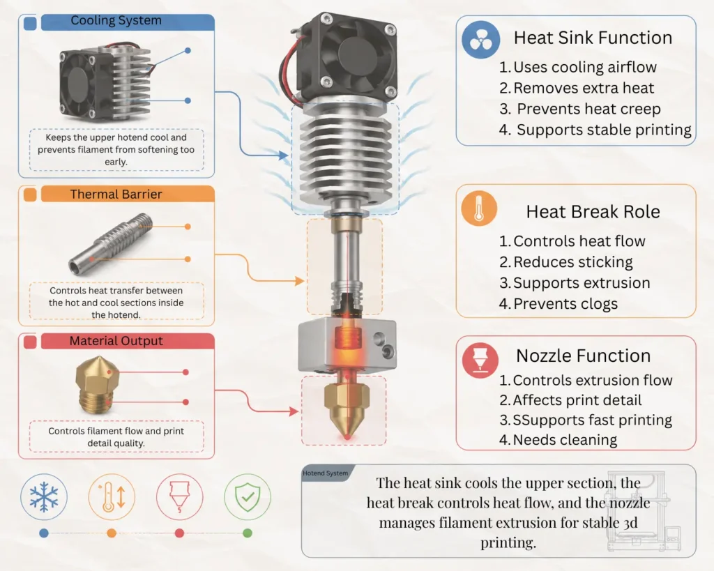 How to Fix a Heat Sink on a 3D Printer Nozzle? Tips 2 Difference Between the Heat Sink, Heat Break, and Nozzle