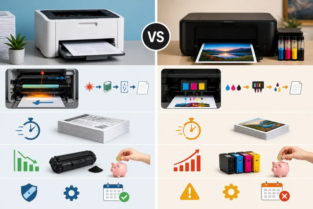 Laser Printer vs Inkjet Printer: A Complete Guide for Smart Buyers 2 laser printer vs inkjet printer