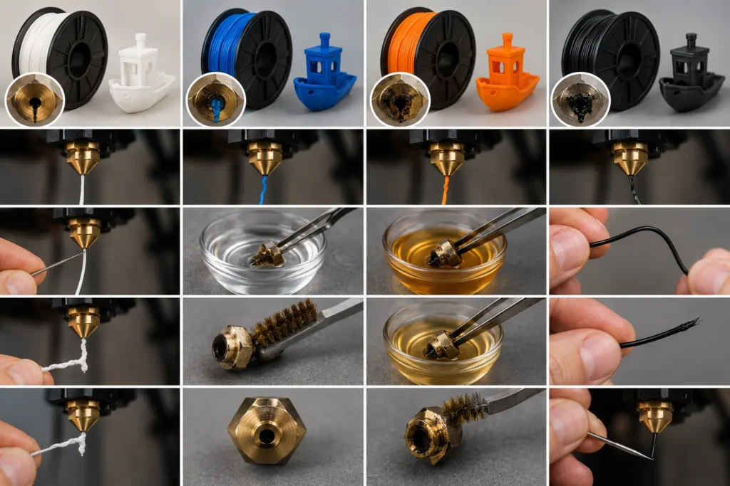 How to Clean 3D Printer Nozzle for Better Prints? 2 Nozzle Cleaning Methods Based on Filament Type (PLA, PETG, ABS, TPU)
